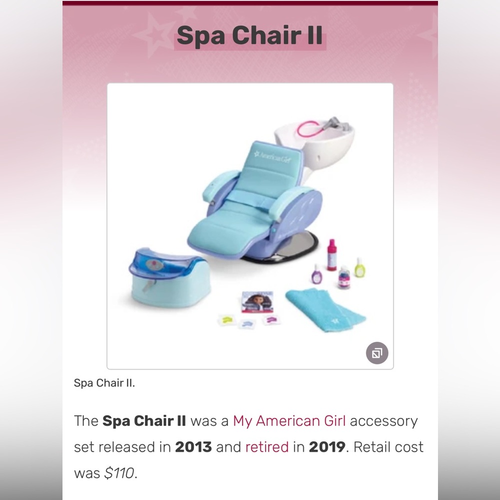 Like new American Girl Spa Chair II